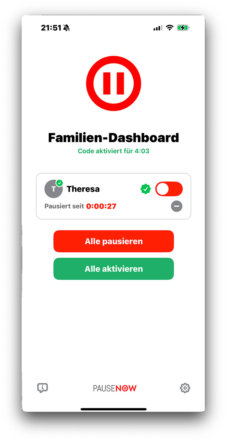 Kinderkarte nach Zustellung, grüner Haken